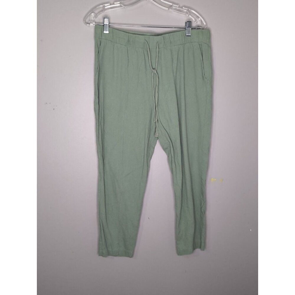 jules leopold pull on Capris Women's Size Medium Olive Green Linen Blend